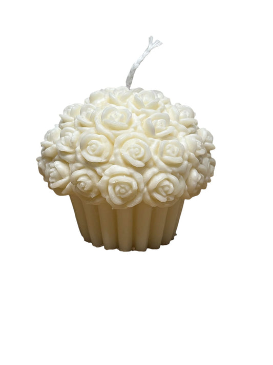Handgegossene Rosen-Cupcake Kerze – Dekoration & stilvolles Geschenk für Hochzeit, Geburtstag, Muttertag