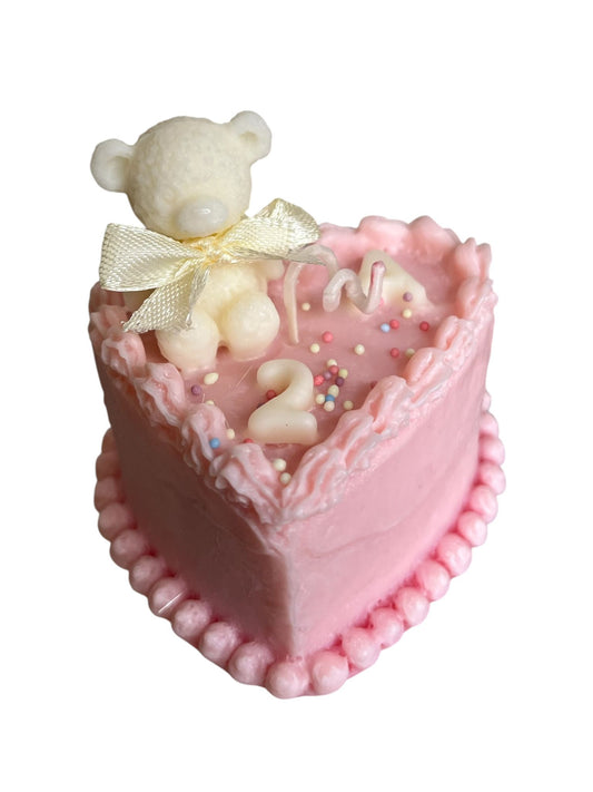 Personalisierte Herzkerze für Kindergeburtstag – Kerze in Herzform mit Teddy, Anfangsbuchstabe & Alter – Dekoration & Geschenk zum Kindergeburtstag