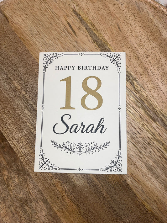 Personalisierte Geburtstagskarte mit Name & Alter – Elegant & Individuell
